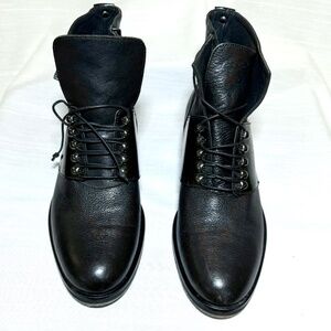 Napoleoni Made in Italy Black Lace up Leather Boots Sz 39